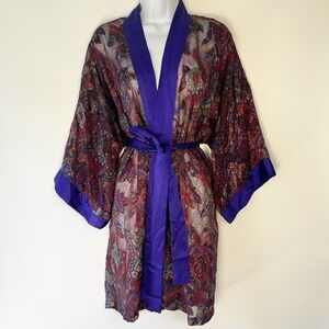 Victoria's Secret Vintage Sheer Kimono Robe One Size Fairy Core Floral 90s